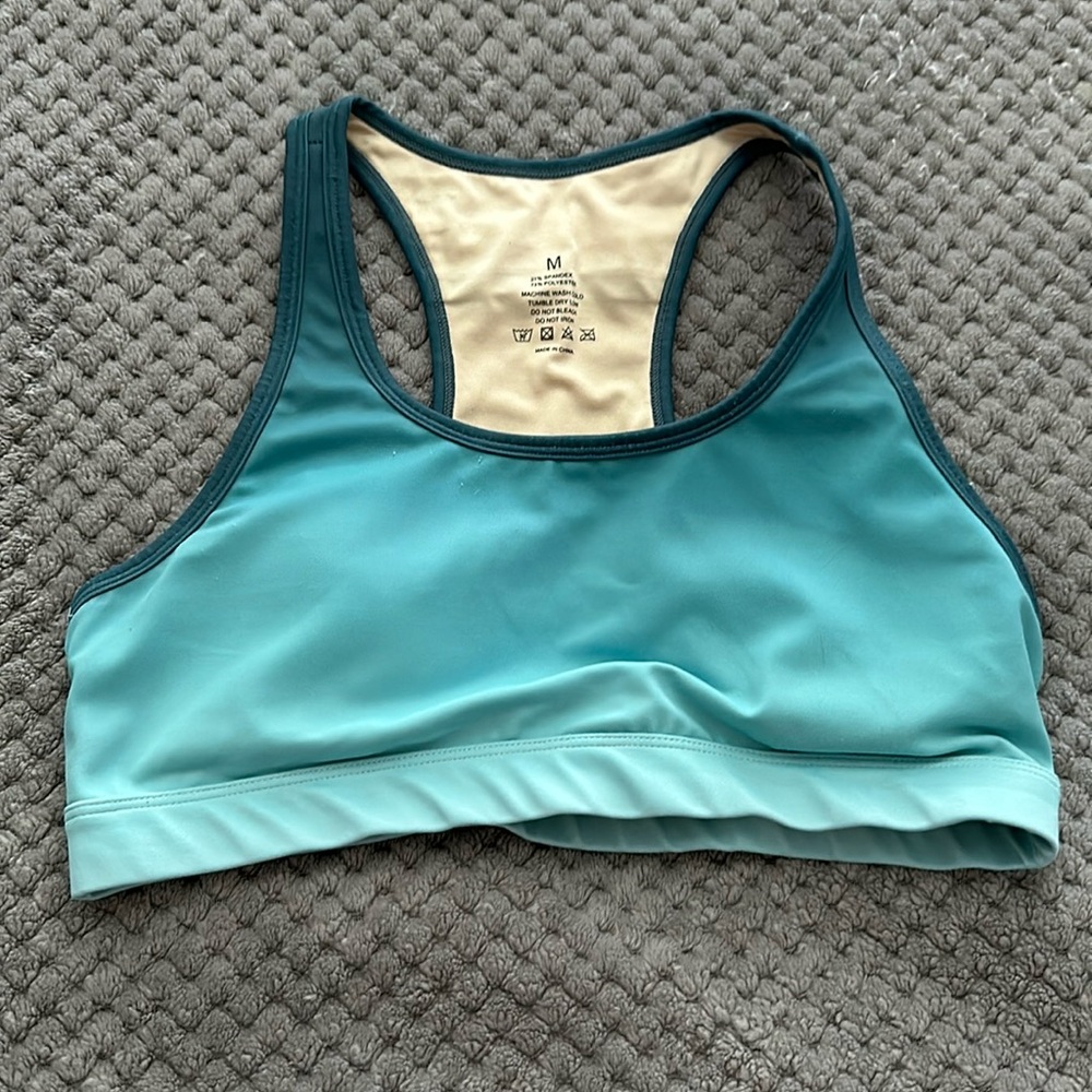 Women’s blue sports bra.